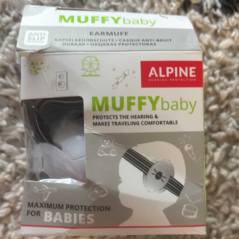 Alpine Muffy Baby Hearing Protection Earmuffs - White and Black